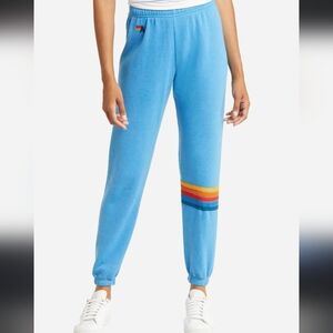 Aviator nation rainbow stitch blue medium sweatpants